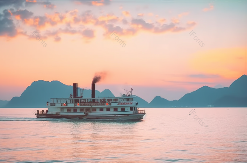 唯美的天空下商用轮船正在进行着运输背景图,高清,摄影图,摄影图片,图片大全,摄影图免费下载